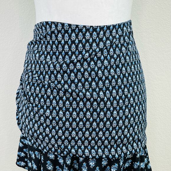 Veronica Beard Violet Silk Blend Ruched Floral Tie Mini Skirt Black 6/Small NWOT - Picture 10 of 15